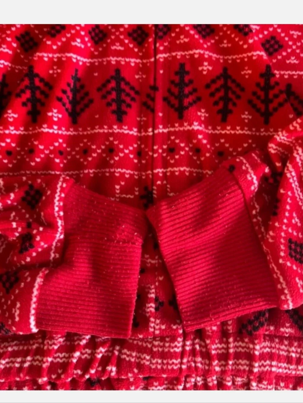 Girls PJ romper Size 10/12 Red Fair Isle Geometric Festive Print